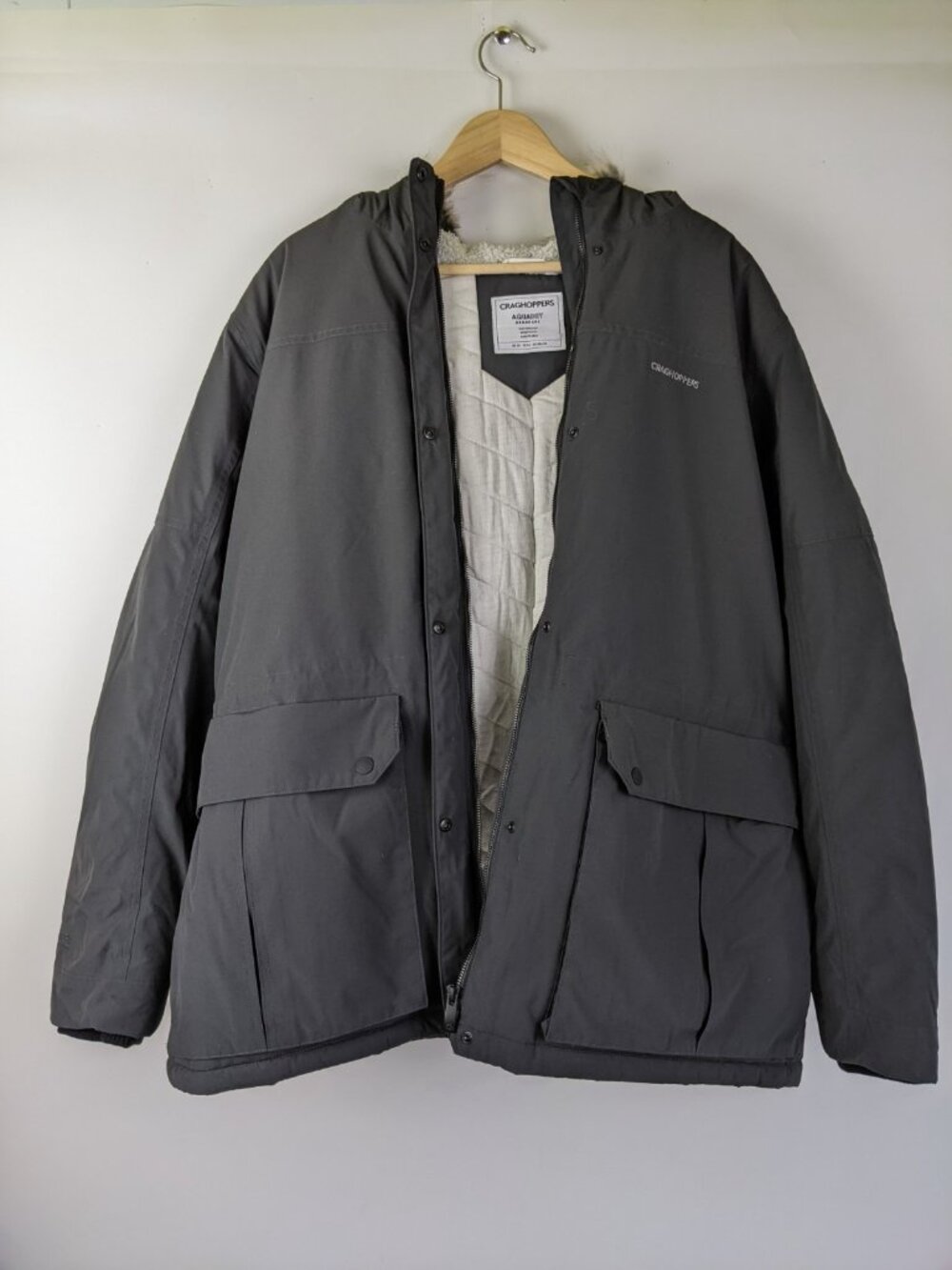 Craghoppers Jacket Womens Size 16 Black Hooded AquaDry Waterproof Parka Coat